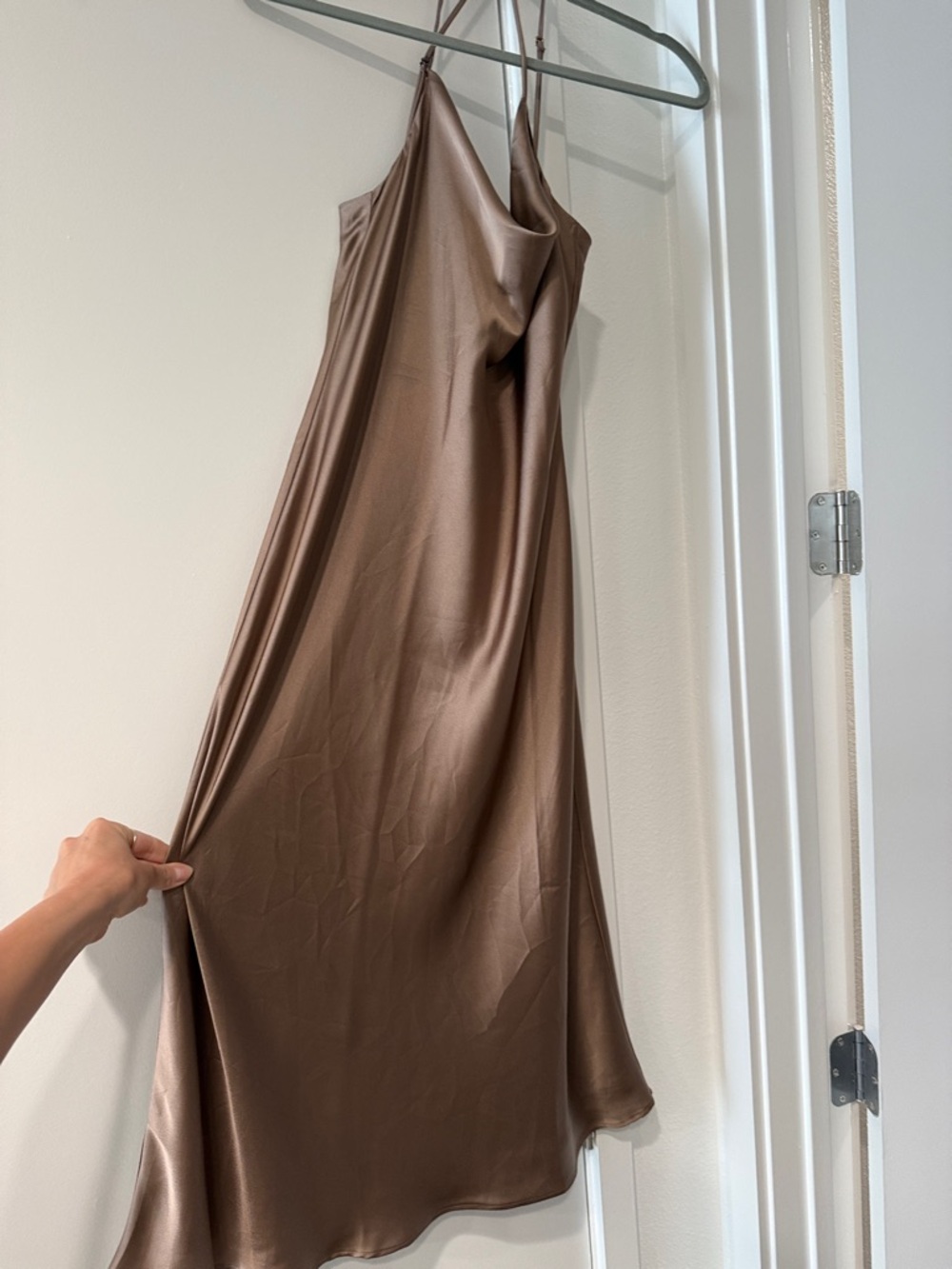 Satin Slip Dress in Taupe